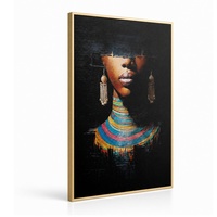 Portrait d'Afro-Américain encadré en alliage d'or mat raffiné pour projets de décoration intérieure d'hôtels de charme et de maisons d'hôtes