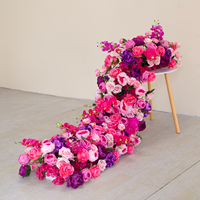 Chemin de table en soie rouge bordeaux et blanc, style tendance, pour mariage, allée de cérémonie, tapis de sol extérieur, décoration artificielle de fond