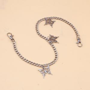 Cadena de cintura de mariposa de acero inoxidable unisex, cadena corporal estilo hip hop, cadena sencilla de una sola capa para uso diario, color blanco K - Product Image 3