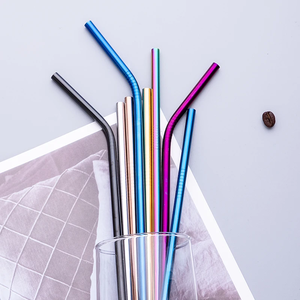 Wholesale <b>Reusable</b> Metal Drinking <b>Straws</b> 304 Stainless Steel Sturdy Straight <b>Straw</b> with Cleaning Brush Bar Party Accessory - Product Image 3