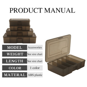 Boîte à outils en plastique noir pour leurres et appâts de pêche, style cinq compartiments/quatre compartiments, étanche, pour le rangement d'accessoires en rivières et lacs - Product Image 3