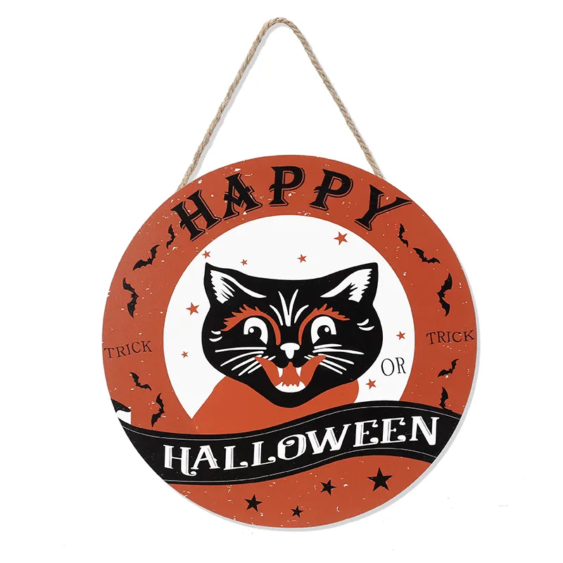 Happy Halloween Round Door Decoration Holiday Front Door hanging DIY Handmade wooden crafts