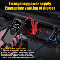 Démarreur de saut de pompe de pneu de voiture Portable ABS Jump Pack avec compresseur d'air Booster chargeur moniteur de pression des pneus Rechargeable