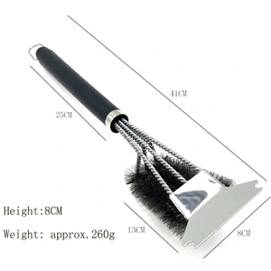 Cepillo para Parrilla de Barbacoa de Triple Cabezal con Raspador, de Acero Inoxidable, Resistente, con Mango Largo, para Limpieza de Parrillas - Product Image 6