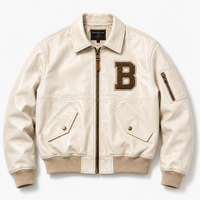 Blouson Bomber en Cuir Personnalisé Style Streetwear avec Patchwork Chenille et Design Varsity Baseball, Fermeture Éclair, Vente en Gros OEM