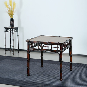 <b>Bamboo</b> Coffee <b>Table</b> Square Antique Bronze Color Chinese Style Living Room Home Use 81x76cm - Product Image 1