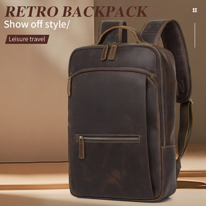 Retro Men's <b>Backpack</b> Coffee Brown Large Capacity Laptop <b>Compartment</b> Leisure Travel - Product Image 1