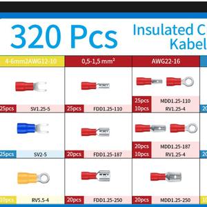 320 pièces de bornes à sertir en cuivre pré-isolées pour câblage électrique, pour l'ingénierie chimique - Product Image 3
