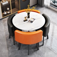 Mesa de Comedor Redonda de Pizarra de Lujo Ligero para 4 Personas con Juego de Sillas para el Hogar, Apartamentos Pequeños, Tiendas Comerciales y Recepción