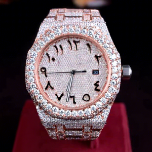 Luxury Mens Full Iced Out <b>Automatic</b> Stainless Steel Watch 38mm Rose Gold Diamond Moissanite Zircon Mechanical <b>Wristwatch</b> - Product Image 1