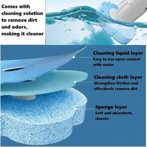 Disposable Toilet Cleaning <b>Brush</b> Sponge Head Plastic Handle Caddy Bathroom <b>Scrub</b> <b>Brush</b> - Product Image 3