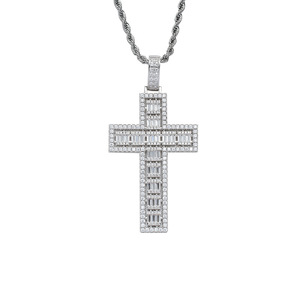 <b>Cross</b> pendant, hip hop jewelry, simple for <b>men</b> and women, multi-row zirconium <b>cross</b> pendant necklace. - Product Image 5