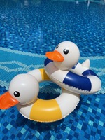 Bouée de natation gonflable tropicale en PVC pour enfants, motif canard rayé mignon, vente en gros d'usine
