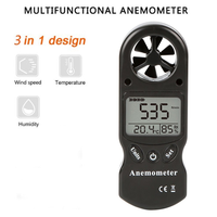 Anémomètre numérique LCD portable compact 3-en-1 TL 300 – Mesure la vitesse du vent (0,3-30 m/s), la température et l'humidité, avec auto-étalonnage