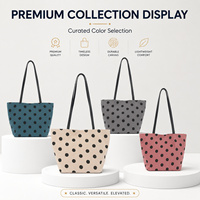 Tas Kanvas Polka Dot Wanita Kapasitas Besar Penutup Magnetik dengan Ritsleting dan Pembagi Tas Selempang Grosir Kustom Pabrik OEM