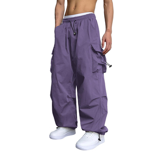 Oversized Cargobroek Voor Heren Met Meerdere Zakken, Elastische Taille Met Trekkoord, Losse Hiphop Streetwear-Broek - Product Image 6