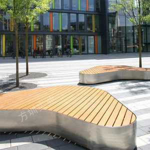 Stainless Steel Wood Panel Outdoor Chair Oval Contemporary <b>Garden</b> Furniture Durable - Product Image 2