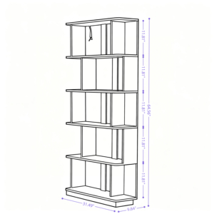 Étagère à livres moderne en MDF brun foncé à 5 niveaux, étagère de rangement ouverte à combinaison libre pour une utilisation intérieure - Product Image 2