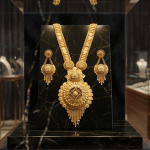 Venta al por mayor Forming 14K 18K 24K Gold Filled Long Necklaces Set, Fashion Jewelry Set, Brass Gold Plated Floral Design Jewelry Set. - Product Image 4