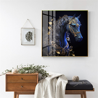 Impression sur toile carrée Portrait de cheval noir et blanc, Décoration murale équestre pour Club, Hôtel, Salon, Bureau de direction