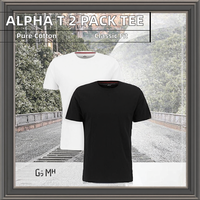 Alpha Industries Alpha Label T-shirt à manches courtes col rond 100% coton coupe classique lot de 2 pour homme noir/blanc
