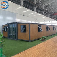 WinFair Container Mobile Homes 40 pieds Maison pliante préfabriquée de luxe Maison à ossature 3 chambres à coucher et salon avec toilettes