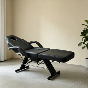 Sillón de <span class=keywords><strong>Masaje</strong></span> de Belleza Plegable de Lujo en Blanco y Negro con Patas Ajustables, Silla de Barbería para Tatuajes, Terapia Facial y Pestañas, Económico - Product Image 2