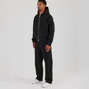 定制徽标刺绣连帽衫棉质抓绒厚重超大宽松版型拉链连帽衫男士运动连帽衫 - Product Image 5