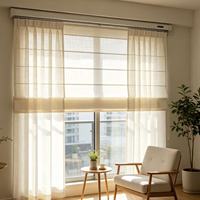 Store romain motorisé en tissu texturé rayé, sur mesure, pour balcon, véranda, fenêtre, baie vitrée, hybride moderne, vente en gros