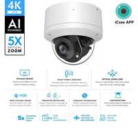 Caméra IP PoE de sécurité mini-dôme PTZ StarVision couleur jour/nuit, étanche IP66, anti-vandalisme, zoom optique 5X, audio bidirectionnel, reconnaissance faciale