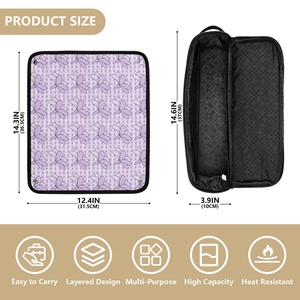 Bolsa de Maquillaje y para Herramientas de Peinado 2 en 1 de Nailon, con Estampado Personalizado de Palaka Morado Hawaiano, Resistente al Calor, para Mujer - Product Image 4