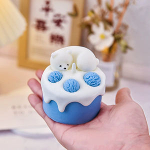 เทียนหอมระเหยถั่วเหลืองทรงหมีสีฟ้ารูปหมีเทียนหอมระเหยขี้ผึ้งถั่วเหลืองใช้ตกแต่งเป็นของขวัญสำหรับแขกวันหยุดคุณครู - Product Image 5