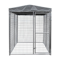 Robuster Großer Outdoor-Hundezwinger mit Geschweißtem Metallgitterdach Modernes Design Boxförmiger Hundelaufstall Tierkäfig für Große Haustiere