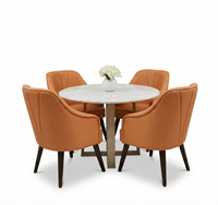 Ensemble de salle à manger élégant et moderne, table ronde en marbre et bois, chaises de salle à manger pour hôtel, meubles de salle à manger pour salon