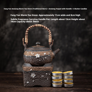 Tetera de Cerámica Hecha a Mano con Esmalte de Hierro y Decoración de Arcilla Antigua, con Estufa de Alcohol para Calentar Té, Juego de Té Kung Fu, Portátil, Ideal para Viajes, Regalo - Product Image 6