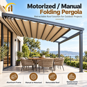 Pérgola Motorizada Plegable Manualmente con Techo Retráctil Impermeable, Toldo <span class=keywords><strong>para</strong></span> <span class=keywords><strong>Exteriores</strong></span> <span class=keywords><strong>para</strong></span> Hoteles, Resorts, Terrazas y Proyectos de Alta Gama - Product Image 1