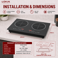 Table de cuisson électrique commerciale double foyer 3500W+3500W à induction et vitrocéramique, haute puissance, encastrable et sur table, prix usine