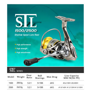 بكرة دوارة معدنية فائقة النعومة باستخدام الحاسب الآلي 5 + 1 BB خفيفة الوزن من الشركة المصنعة للمعدات الأصلية ، سحب أقصى 13.2 رطل: نسبة تروس واحدة - Product Image 2