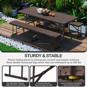 Banc pliant en plastique de 6 pieds avec poignée de transport et verrou, banc portable pour jardin, pique-nique, camping, repas, fête - Product Image 4