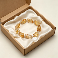 Bracelet en cristal minimaliste fait main, citrine à facettes irrégulières et perle d'eau douce crème, bracelet pour femme
