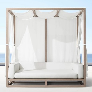 Lit de jardin en teck moderne de haute qualité, personnalisé, luxueux, résistant à l'eau, durable, pour la plage, le patio, la piscine, lit de jour extérieur - Product Image 1
