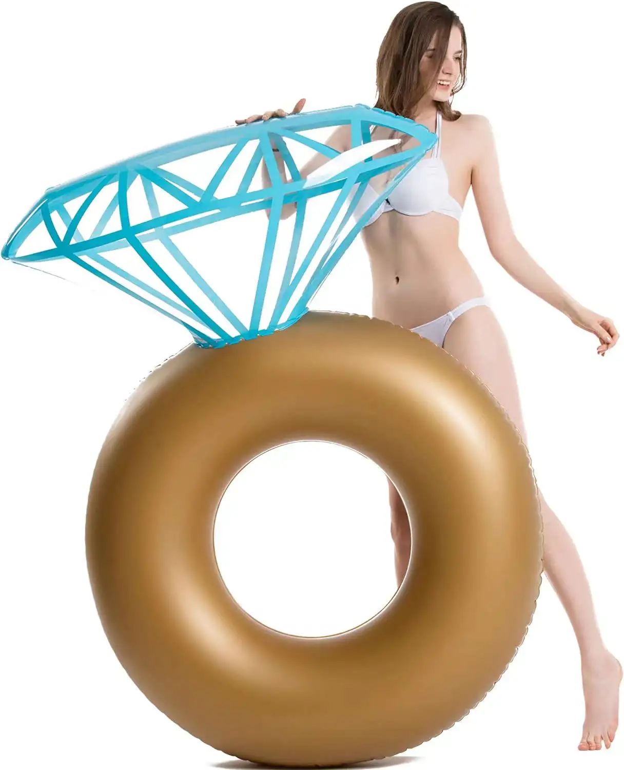 Anello di diamanti personalizzato piscina galleggiante-fidanzamento anello di nuotata festa di addio al nubilato galleggiante tubo di nuotata gonfiabile all'aperto