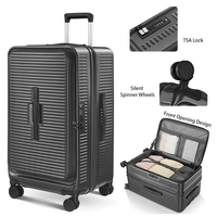 Valise à roulettes à ouverture frontale très résistante avec serrure à combinaison TSA, coque rigide, bagage à main pour les voyages d'affaires et de vacances