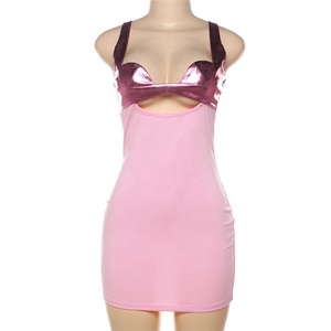 Summer <strong>Pink</strong> PU Patchwork Camisole <strong>Dress</strong> Party Club Outfits for Women 2024 <strong>Y2K</strong> Sexy Hollow Out Backless Bodycon Mini <strong>Dress</strong> - Product Image 5