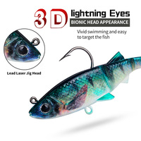 Leurre de pêche WildTrek Lead 8cm-13cm à queue souple bionique avec yeux lumineux 3D et hameçon barbelé pour la merluche