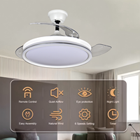 Salida de fábrica Cuchillas ocultas Lámpara de ventilador de techo CCT Ajustable Reversa y delantera Diseño silencioso Seis velocidades de ventilador Luz de ventilador de techo
