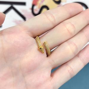 Jxx <b>Fashion</b> 24K Gold-Plated Zircon Women's Wedding Ring Adjustable Brass Jewelry for Engagement & Party - Product Image 4