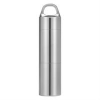 Caja de pastillas para acampar al aire libre de acero inoxidable de fábrica, soporte para botella de viaje, contenedor, piezas de repuesto para enrutador cnc