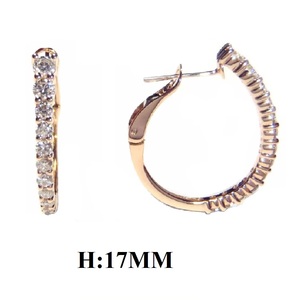 Bijoux fins vintage en gros, boucles d'oreilles créoles personnalisées en or rose 18 carats avec diamants de haute qualité, pour fêtes et mariages, pour femme - Product Image 2