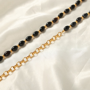 Chaîne de chandail noir élégant perles d'agate boucle OT 18K PVD plaqué or en acier inoxydable colliers de bijoux de mode pour femmes - Product Image 4